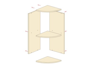 Корпус &laquo;Верхний кухонный шкаф-терминал открытый закругленный&raquo;