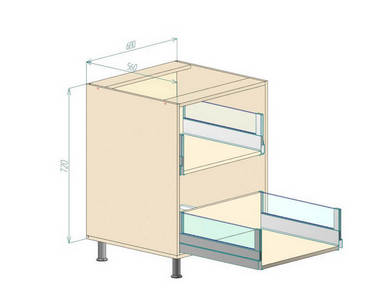 Нижний прямой с 2 ящиками