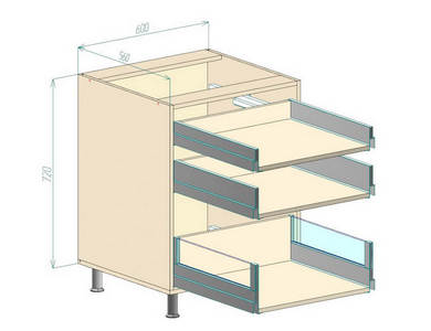 Нижний прямой с 3 ящиками