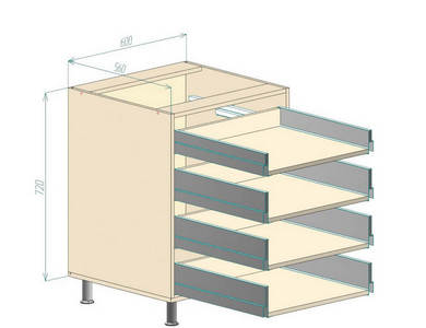 Нижний прямой с 4 ящиками