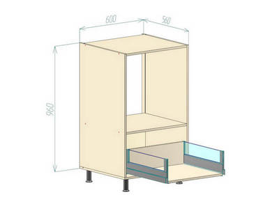 Стойка под духовой шкаф с 1 ящиком Н960