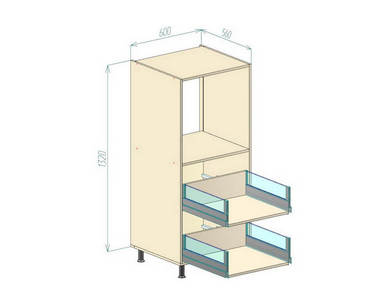 Стойка под духовой шкаф с 2 ящиками Н1320