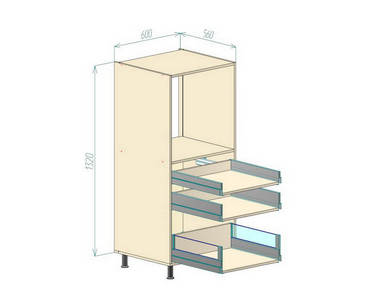 Стойка под духовой шкаф с 3 ящиками Н1320
