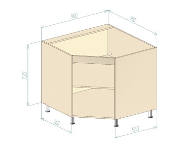 Корпус &laquo;Нижняя тумба угловая 900х900&raquo;
