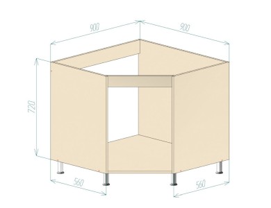 Корпус &laquo;Нижняя тумба угловая 900х900 под мойку&raquo;